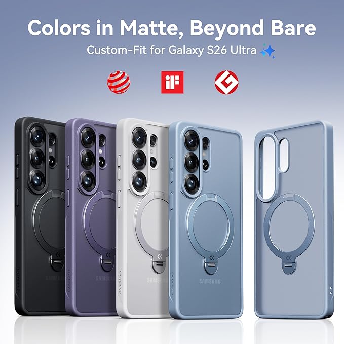 CASEKOO Blue 26U Case with 360 Spin Magnetic Stand [Fit for MagSafe] [18FT MIL-STD Protection] Shockproof Invisible Ring Holder Matte s26U Phone Case 6.9''