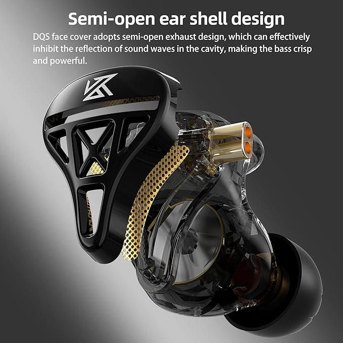 KZ DQS Wired Earbuds Dynamic Driver in Ear Monitor Headphone Semi-Open HiFi Bass Earphone 2pin 3.5mm Gaming Earbuds for Singers Musicians