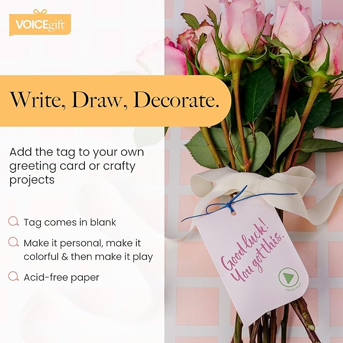 VoiceGift Tag – 1 Pack Audio Greeting Tag with Voice Recorder, Multi-message Recordable Gift Card with Playback, Record Your Own Message Card for Birthdays, Holidays & Keepsakes