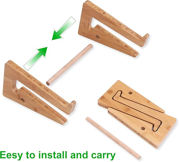 Wooden Vertical Laptop Stand for Desk, Bamboo Laptop Holder Compatible with MacBook Air Pro/Dell XPS/Surface Pro/HP/Pixelbook/Lenovo, More 13-15.6 Inch Laptops