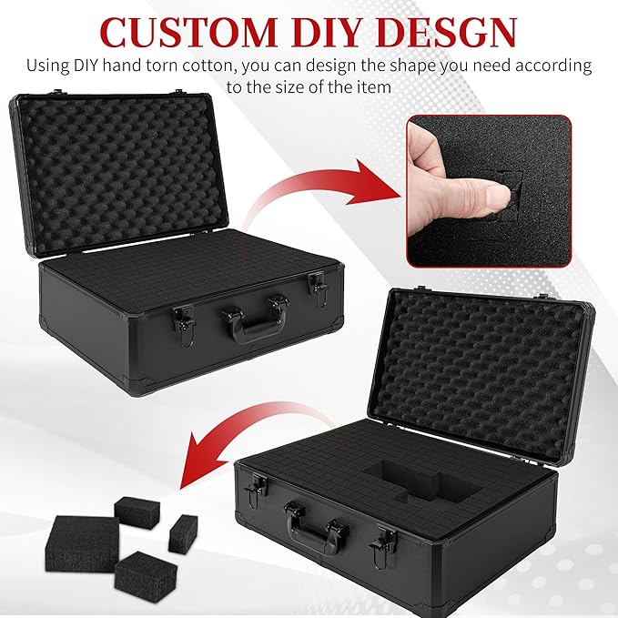 Protective Hard Case 22 X 14 X 8-Inch Shockproof Water-resistant with Customized DIY Foam Insert fit for Camera, Laptops, etc