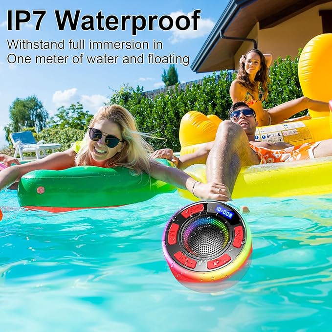 Bluetooth Speaker Wireless Portable Waterproof Speaker, TWS Pairing, RGB Lights, Deep Bass for Home Garden Party Camping