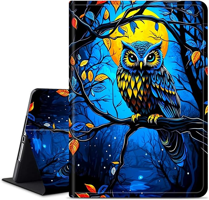 for Amazon Kindle Fire HD 10 (9th/7th/5th Generation, 2019/2017/2015 Release) 10.1" Tablet Case, Slim Kickstand Stand Leather Smart Cover with Auto Wake/Sleep, Dark Wolf Eagle