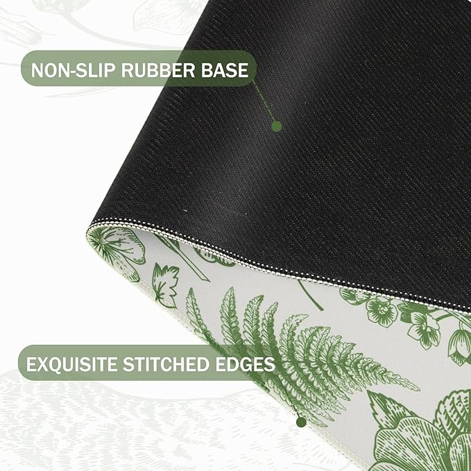 L-SPOUTTO Green Floral Desk Mat for Keyboard and Mouse,Cute XXL Gaming Mouse Pad,Large 35.4x15.7in Non-Slip Rubber Base Keyboard Pad Waterproof Desktop Mat for Laptop Computer Work Home Office-Rabbits