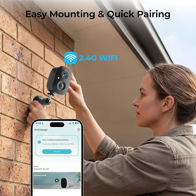 Security Cameras Wireless Outdoor 2K WiFi Wireless Cameras Battery Powered for Home Security Indoor,AI Motion Detection,Color Night Vision,Spotlight,Siren Alarm