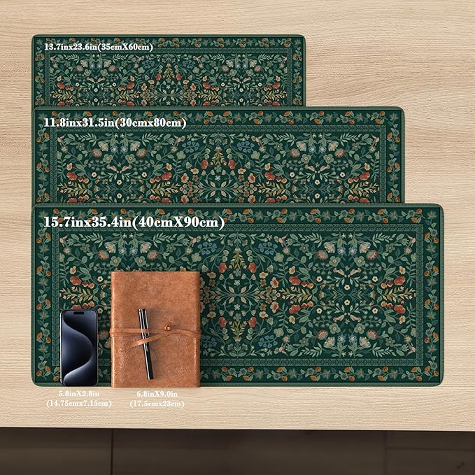 iCasso Desk Mat for Keyboard and Mouse, Large Mouse Pad, Desk Pad Mat, Anti-Slip Big Mousepad with Stitched Edges for Computer Desktop(Deep Green)