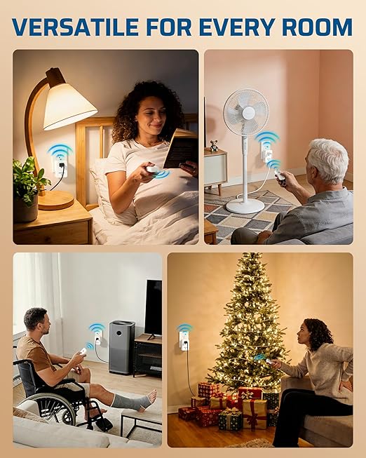 DEWENWILS Indoor Remote Control Outlet, Expandable Remote Light Switch Kit, Wireless On Off Power Switch, 100ft RF Range, Compact Design, White