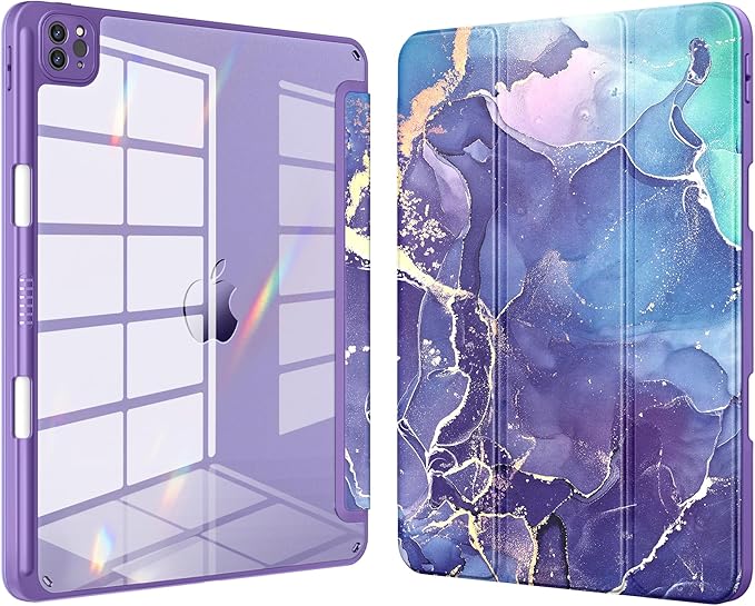 VIKESI Case for iPad Pro 12.9 6th/5th/4th/3rd Generation 2022/2021/2020/2018,TPU Shockproof Frame,Built-in Pencil Holder,Auto Sleep/Wake - Royal Marble