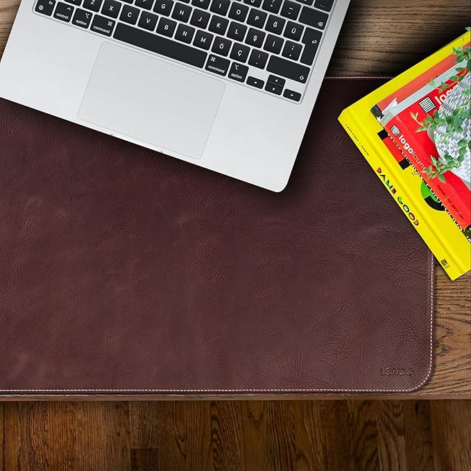 Londo Top Grain Leather Extended Mouse Pad – Large Desk Mat for Office & Gaming, Smooth Writing Surface, Non-Slip Base, Durable & Stylish Workspace Accessory