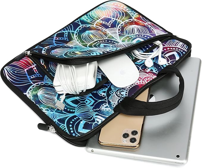 11 11.6 12 12.1 12.5 inches Laptop Sleeve Chromebook Case Ultrabook Case Notebook Sleeve PC Messenger Bag Tablet Case Neoprene Handle Sleeve for Adult Men Women, Two Pockets (Mandala)