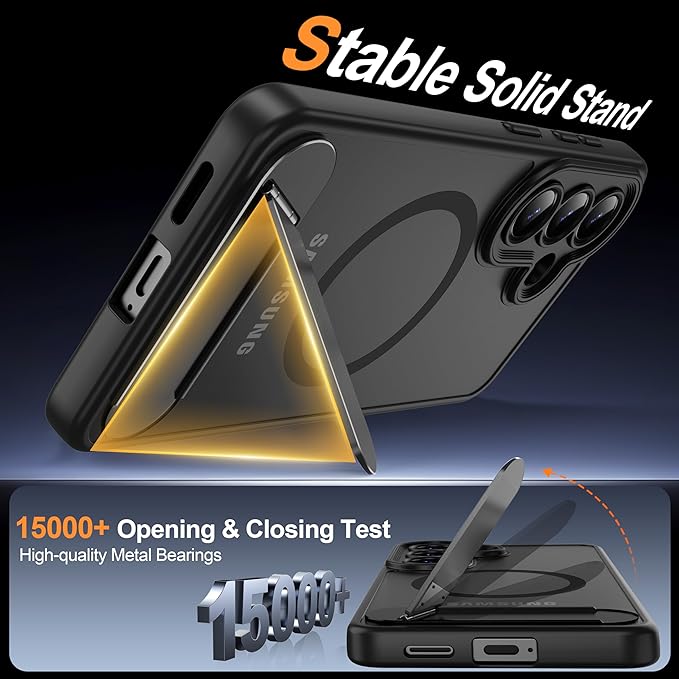 Magnetic for Samsung Galaxy S26 Case, [Compatible with MagSafe][Full Camera Protection][Built-in Invisible Kickstand] Translucent Matte Phone Case for S26 6.3" - Black