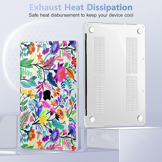 May Chen for MacBook Pro 16 inch A2141 2020 2019, Plastic Pattern Hard Shell Case Screen Protector & Keyboard Cover for MacBook Pro 16-inch, Colorful Flowers and Tropic Leaves