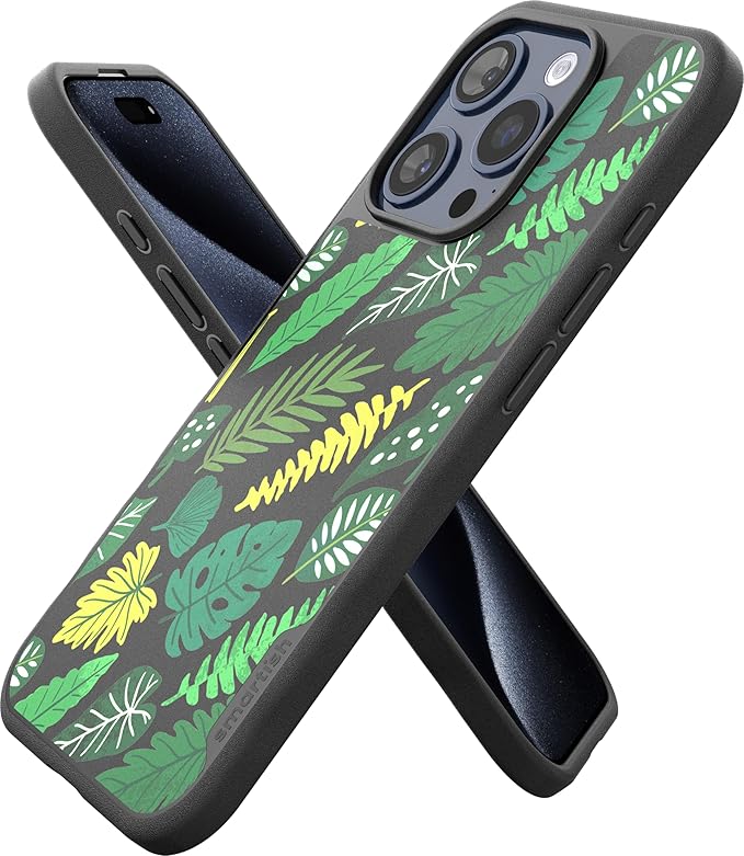 Smartish® iPhone 15 Pro Magnetic Case - Gripmunk Compatible with MagSafe [Lightweight + Protective] Slim/Thin Grip Cover with Microfiber Lining for Apple iPhone 15 Pro - Leaf Me Alone