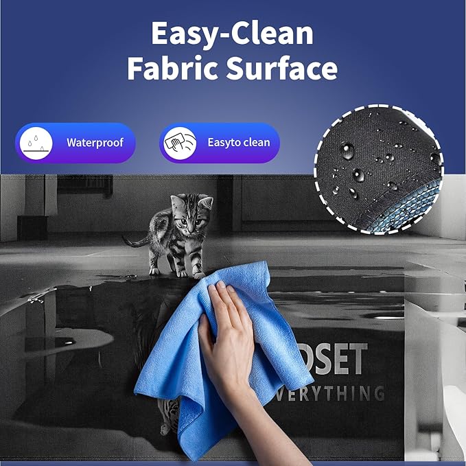 XXL Gaming Mouse Pad with Stitched Edges for Home & Office - Mindset is Everything Inspirational Quote & Cute Cat Funny Tiger Reflection, Smooth Fabric Surface Anti-Slip Base Large Desk Mat