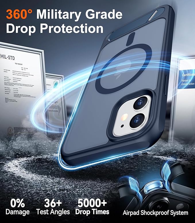 Magnetic Compatible with iPhone 11 Phone Case, [Built-in Invisible Kickstand][Compatible with MagSafe] [Military Grade Shockproof] Slim Translucent Matte Phone Case for iPhone 11 6.1"