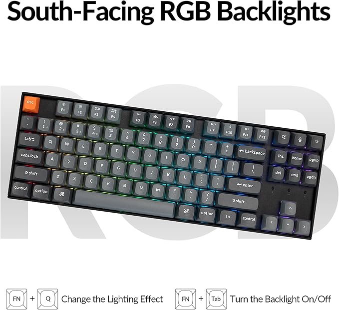 Keychron K8 Max Custom Mechanical Keyboard Wireless, TKL 2.4 GHz/Bluetooth 5.1/Wired QMK Programmable RGB, Hot-Swappable with Keychron Super Red Switch Compatible with Mac Windows Linux