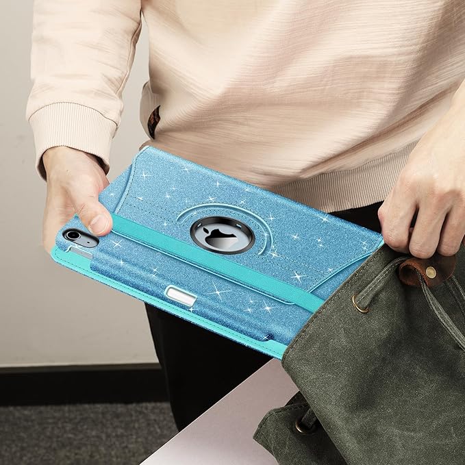 Fintie Rotating Case for iPad Air 11-inch M4/M3/M2 (2026/2025/2024), iPad Air 5th (2022) / 4th Generation 10.9 Inch - 360 Degree Rotating Protective Stand Cover with Pencil Holder, Glittering Blue
