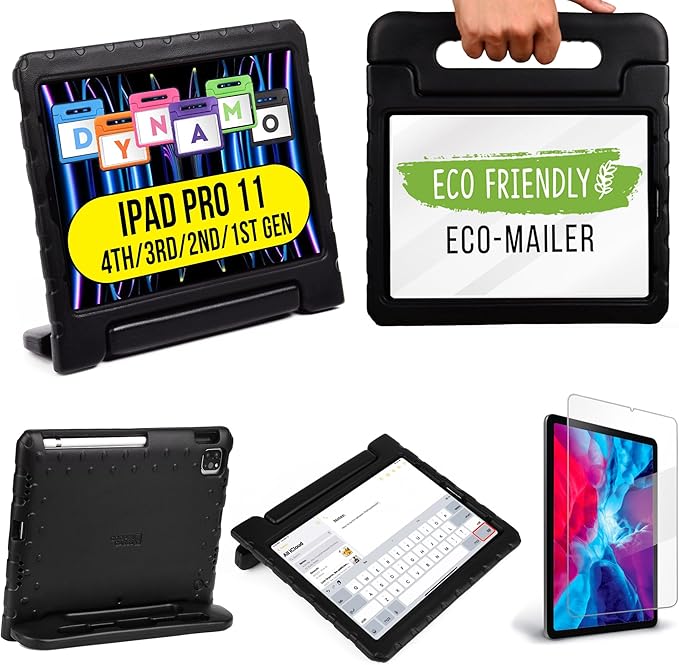 Official Cooper Dynamo for iPad Pro 11 inch Case for Kids 4th/3rd/2nd/1st Generation 2022/2021/2020/2018 | Rugged Foam, Magic Handle, Stand, with Pencil Holder, Eco-Mailer