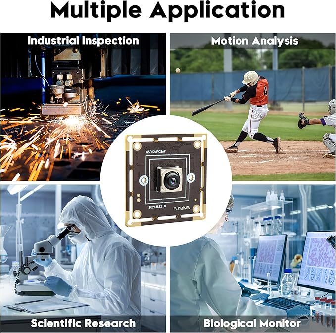 PDAF USB Camera Module 12MP 300ms Fast Autofocus 4K Webcam Module High Speed 3000P 15fps 1080P 60fpswith 65 Degree No Distortion Lens Cam Plug and Play for Raspberry Pi Windows Mac OS