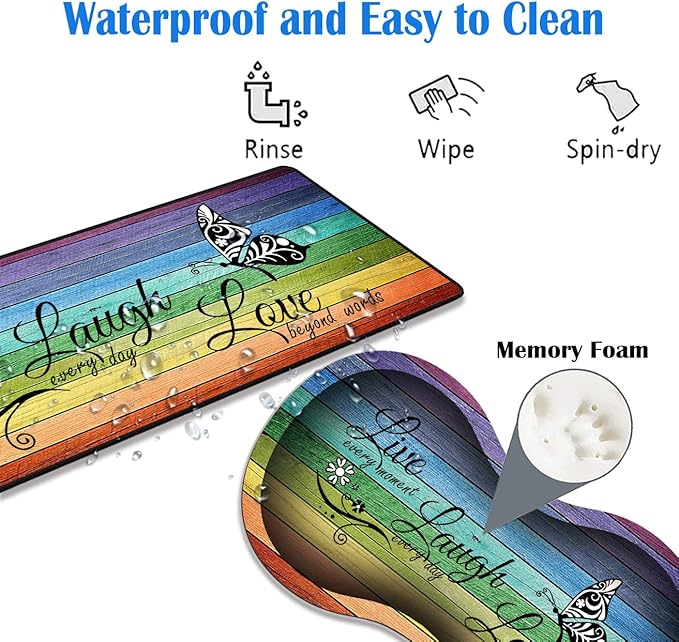 3 Piece Mouse Pad Set with Stitched Edge Large Anti-Slip Mouse Pad Desk Pad Keyboard Pad + Wrist Rest Pad + Coaster, Memory Foam Wrist Rest for Office/Home, Glitter Quote Live Laugh Love