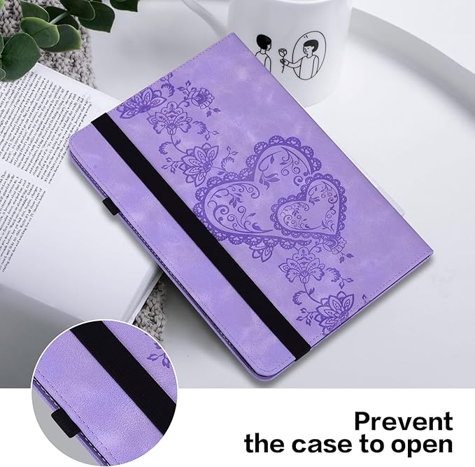 Case for iPad Pro 12.9 inch Case 6th/5th/4th/3rd Generation 2022/2021/2020/2018, Multi Angle Flip PU Leather Shockproof Cover with Pencil Holder/Card Slots, Purple
