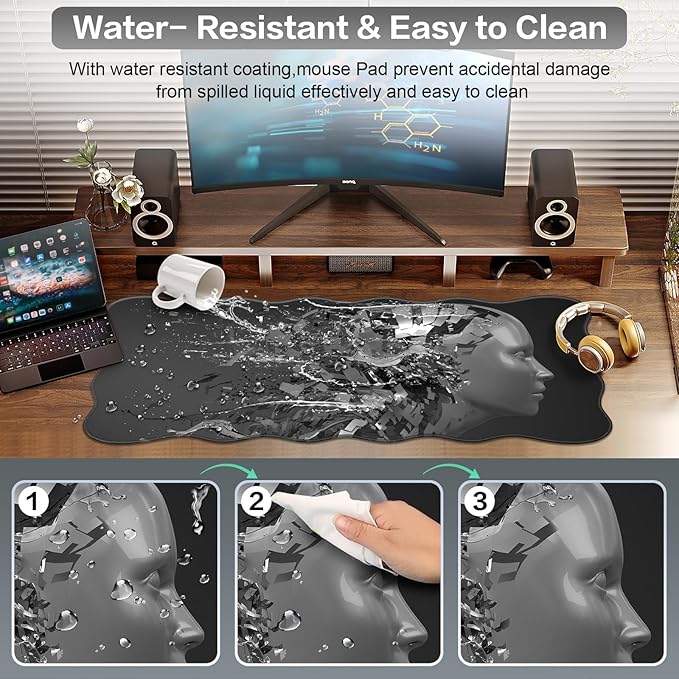 Gaming Mouse Pad, Large Mouse Pad XXL 35.4×15.7in, Extended Computer Keyboard Mouse Mat Desk Pad for Laptop with Stitched Edges, Waterproof Mousepad for Gamer Home&Office Women