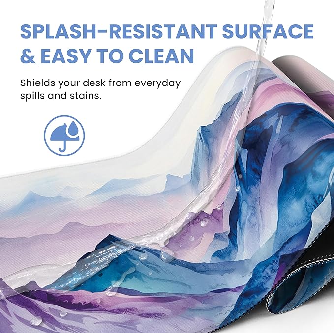 Large Mouse Pad for Desktop, Cute Desk Mat Pad Protector for Work & Gaming, Aesthetic Pretty Anti-Slip Laptop Blotter Cover for Office School Home Supplies, Distant Peaks, 31.5" x 11.8"