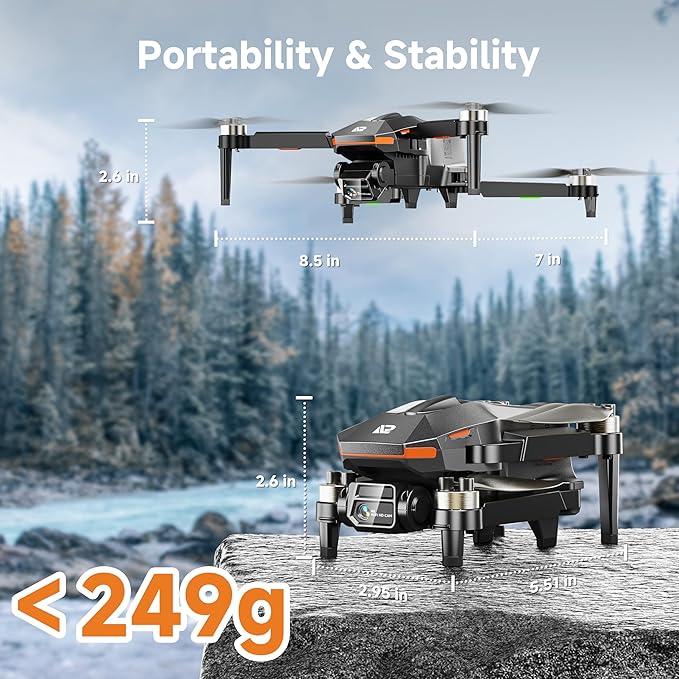 PLEGBLE Drones with Camera for Adults 4K, FPV Beginner Drone with One Key Take Off/Landing, Emergency Stop, Brushless Motor, 2 Batteries 30 Mins Flight Time, Under 249g, Toys Gifts for Teen Boys Kids