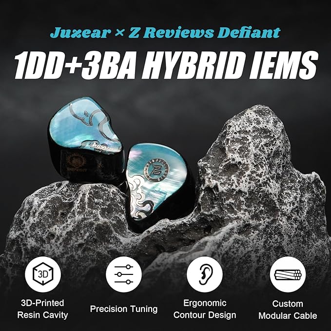 HiFiGo Juzear Defiant Gamefidelity Edition Gaming IEMs with Mic, 1DD+3BA Hybrid Drivers Wired Earbuds, 3.5mm+Type-C for PC/PS5/Switch/Mobile, FPS Footstep Soundstage (Blue)