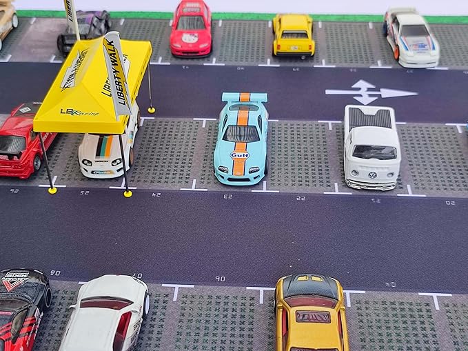XXL 1/64 Scale Parking Lot Mouse Pad 90x40cm Non-Slip Rollable Desk Mat | Large Diorama Playmat for Hot Wheels, Matchbox, Mini GT, Tarmac, Inno64 and Diecast Car Collectors, Kids and Gamers