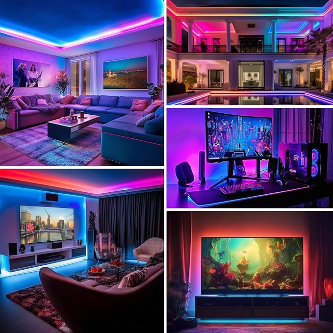 WS2812B RGB LED Strip, Individually Addressable LED Strip, Chasing Effects Dream Color 5050SMD 3.2FT 144 LED Pixel Strip Rope Light DC 5V (White PCB 3.2FT 144Pixels/m IP30)