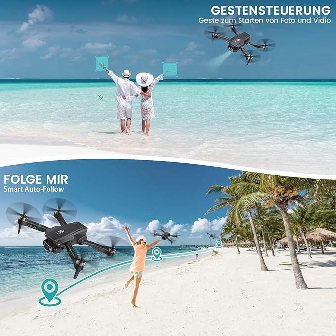 Drones with Camera for Adults 4K, Mini Drone with Camera, Altitude Hold, One Key Take Off/Landing, Headless Mode, 3D Flip, 3 Speed Mode, Foldable Remote Control Drone with 2 Batteries for Beginners