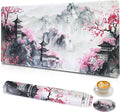 Large Gaming Mouse Pad with Coaster, Desk Matt for Desktop, Desk Pad, Mouse Pads Mat, Stitched Edges Big Extended Mousepad for Computer Keyboard Laptop Office Decor, 31.5'' x15.6''-Japanese Anime