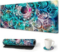 AIMSA Large Gaming Mouse Pad, XXL Keyboard Mouse Mat Extended Desk Pad with Stitched Edges, Durable Non-Slip Base Mousepad for Home Office, 35x15.7inch, Mandala