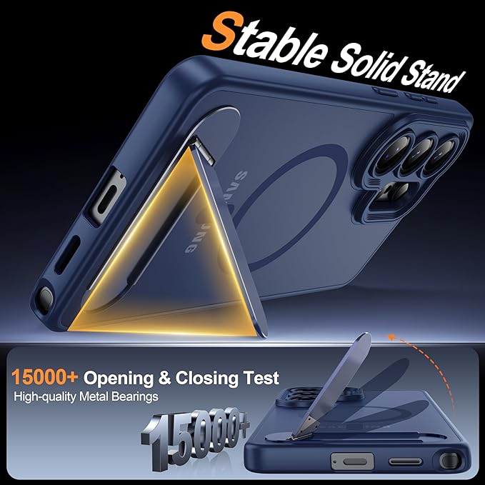 Magnetic for Samsung Galaxy S26 Ultra Case, [Compatible with MagSafe][Full Camera Protection][Built-in Invisible Kickstand] Translucent Matte Phone Case for S26 Ultra 6.9" - Blue