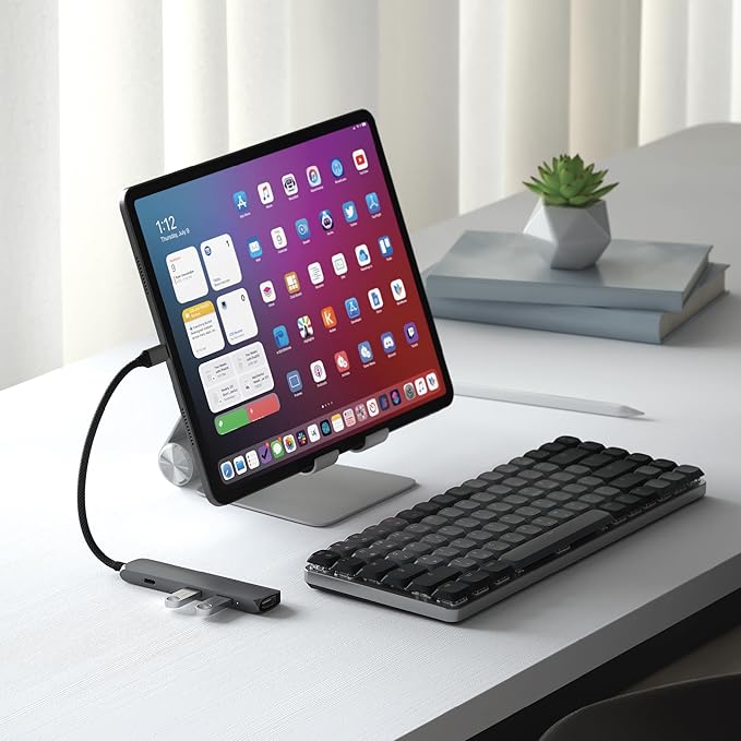 Satechi 4 in 1 USB C Hub Multiport Adapter with HDMI 4K@60Hz, 100W PD Charging, 2X USB-A Data Ports for MacBook Air/Pro/Neo, iPad Air/Pro, Windows – Space Gray
