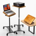 NAMON Rolling Laptop Stand, 2 in 1 Dual-use Floor & Desktop, Adjustable Height from 16.5" to 51", with 4 Lockable Casters, Laptop Floor Stand Perfect for Home, Office, Study (Rubberwood Finish)