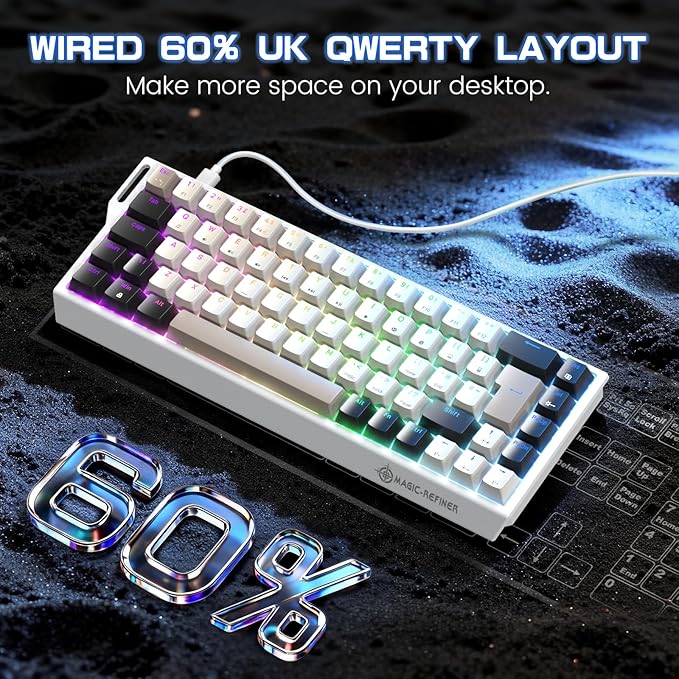 MAGIC-REFINER X68 HE Wired 60% Hall Effect Rapid Trigger Mechanical RGB Gaming Keyboard with 8K Polling,0.04mm RT Accuracy,Magnetic Switch,Adjustable Actuation,Snap Tap for PC Mac Esport Gamer(Cheese)