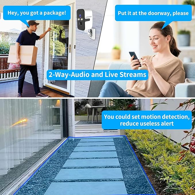 Luovisee Security Cameras Wireless Outdoor, 2.4G/5G WiFi Magnetic Battery Powered Indoor Cameras for Home Security with Motion Detection,Spotlight Color Night Vision,PIR Siren,SD/Cloud Storage