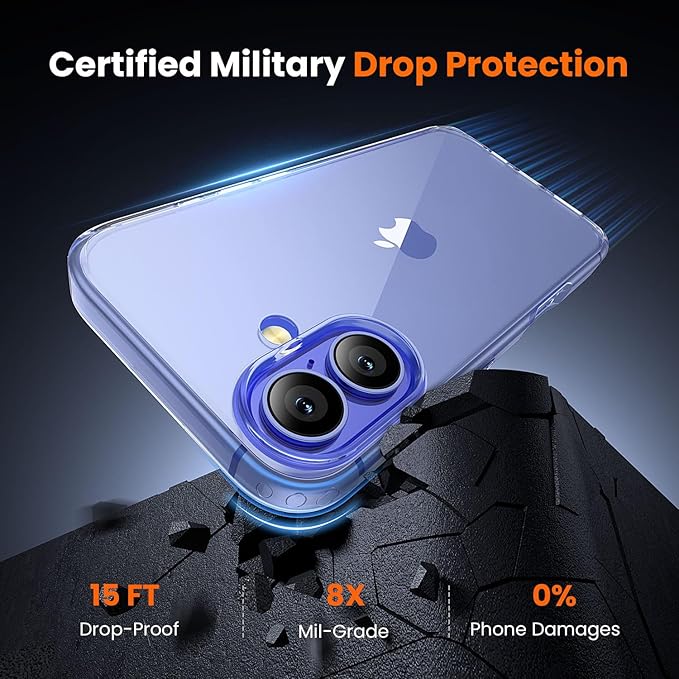 toushion 3 in 1 for iPhone 16 Plus Case Transparent | Screen Protector *1 & Camera Lens Protector*1, Yellowing-Resistant Acrylic Back