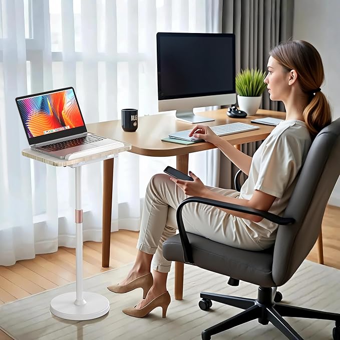 NAMON 2-in-1 Laptop Floor Stand & Desktop, Adjustable Height from 16.5" to 51", Perfect for Home, Office (White)