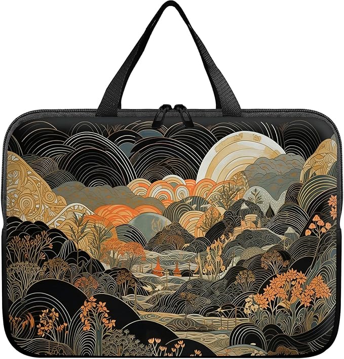 Universal Laptop Sleeve Tablet Case 12 inch, Japanese Abstract Art Slim Carrying Case Durable Handbag Travel Laptop Bag for Surface Pro 9 8 7/Laptop Go 2 3, MacBook Air 11/12