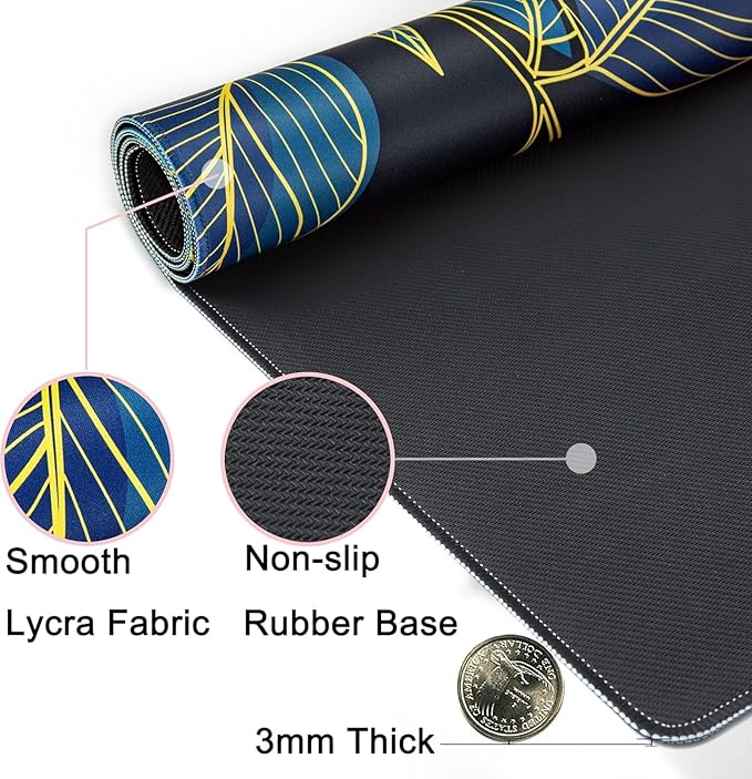 Large Gaming Mouse Pad with Coaster, Desk Matt for Desktop, Desk Pad, Mouse Pads Mat, Stitched Edges Big Extended Mousepad for Computer Keyboard Laptop Office Decor, 31.5'' x15.6''-Leaves 3