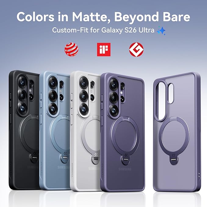 CASEKOO Cobalt Violet for Samsung Galaxy S26 Ultra Case with 360 Spin Magnetic Stand [Fit for MagSafe] [18FT MIL-STD Protection] Shockproof Invisible Ring Holder Matte Galaxy s26 Ultra Case 6.9''