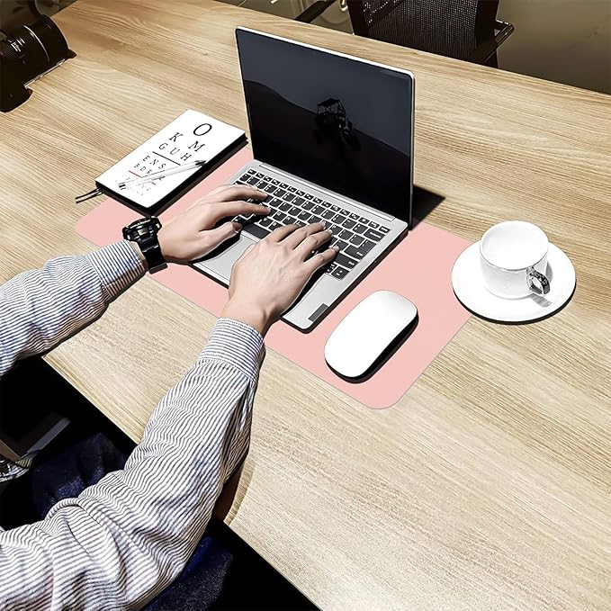 Bloss Pink Leather Desk Mat Protector,Office Desks Mats,Laptop Waterproof Desk Pads,Desks Protector Mats,Cute Computer Mouse Mats,Dual-Side Writing Pads for Office/Home.23.6"x 13.8"