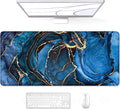 Auhoahsil Large Mouse Pad, XXL Desk Pad, Extened Mousepad 31.5" x 11.8", Non-Slip Rubber Base, Stitched Edges, Superior Surface, Gaming Keyboard Mat, Waterproof Desk Pad, Dark Blue Marble