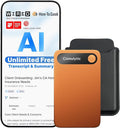 Comulytic Note Pro AI Voice Recorder, Unlimited Transcribe & Summarize, One Tap Recording Device with AI Note Taking, Support 113 Languages, 64GB, Audio Recorder for Calls, Meetings, Lectures, Orange