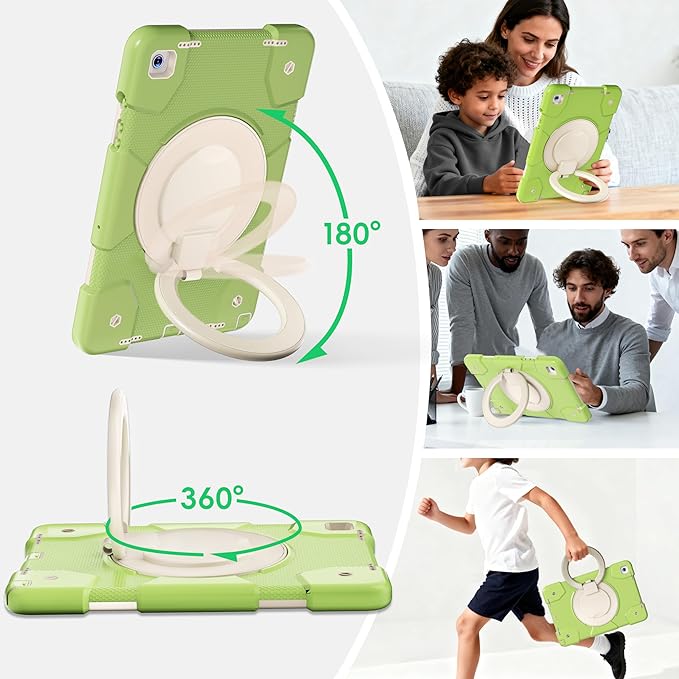 Andnary Case for Samsung Galaxy Tab A11+ Plus/A9+ 11 Inch 2025/2023, Tablet Case for Samsung Galaxy A9 Plus/A11+ with Screen Protector/360° Rotating Stand/Pen Holder/Shoulder Strap (Green)