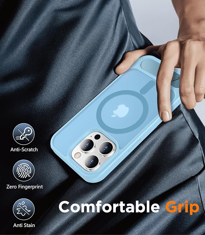 Magnetic Compatible with iPhone 13 Pro Max Case, [Built-in Invisible Kickstand][Compatible with MagSafe] [Military Grade Shockproof] Slim Translucent Matte Phone Case for iPhone 13 Pro Max 6.7"