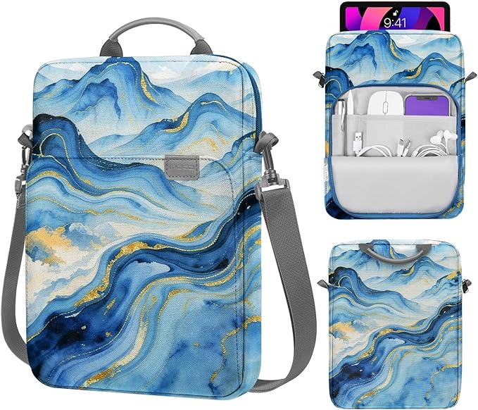 MoKo 9-11 Inch Tablet Sleeve Bag Handle Carrying Case with Shoulder Strap Fits iPad Pro/Air/A16 11 inch,iPad 10th 10.9,i-Pad 9/8/7th 10.2,iPadAir 5/4th 10.9,i-Pad 9.7,Tab S8/S9 11", Cloudy Blue
